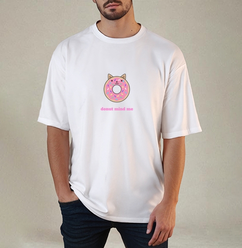 Фотография футболки Милый пончик-кошка с надписью Donut Mind Me