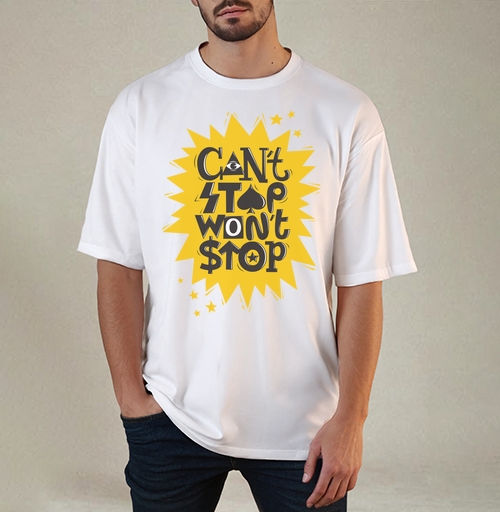 Фотография футболки Надпись Cant stop wont stop Не остановлюсь Мотивация Типографика Успех