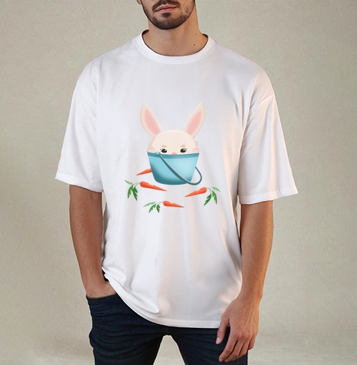 Фотография футболки Милый кролик в ведерке — kawaii иллюстрация