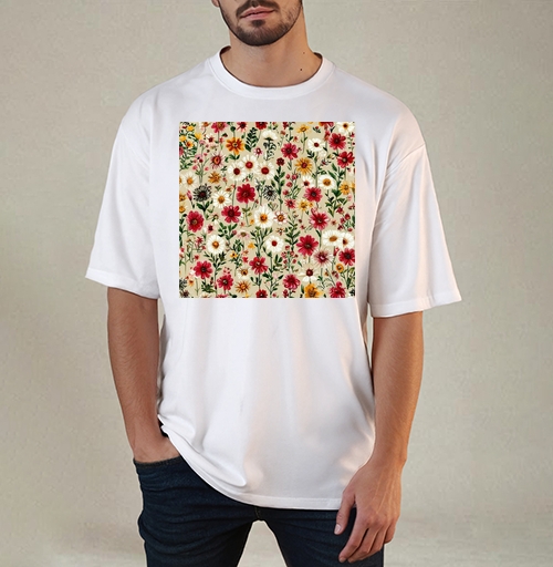 Фотография футболки Vintage Wildflower Meadow Garden Pattern / Винтажный луг садовый полевые цветы