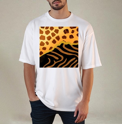 Фотография футболки Golden animal print / Золотой анималистичный паттерн зебры и жирафа