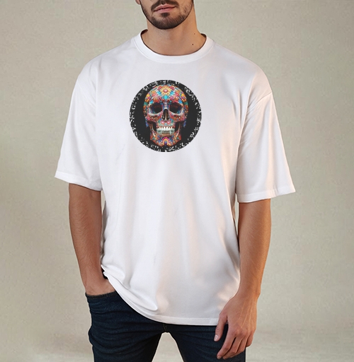 Фотография футболки Floral Skull - Цветочный мексиканский череп яркий красочный декор