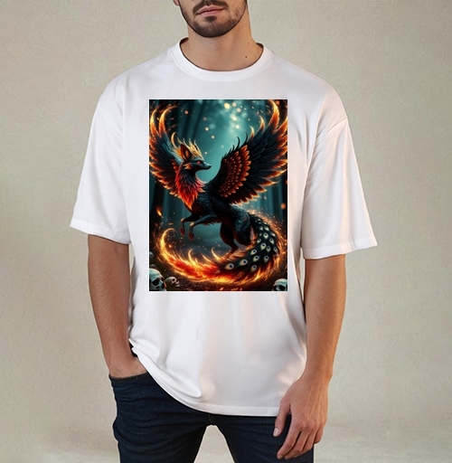 Фотография футболки Fire Fox Phoenix Hybrid – Огненная лиса феникс в лесу мистический дух природы