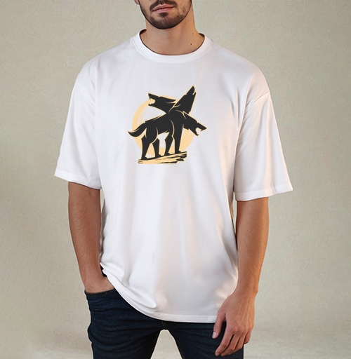 Фотография футболки Mystical Three-headed Wolf – Мистический Силуэт Трехглавого Волка
