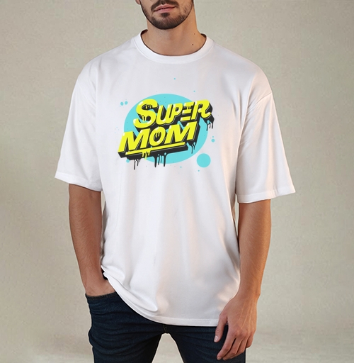 Фотография футболки SUPER MOM – Супермаама яркая уверенная мощь драйв