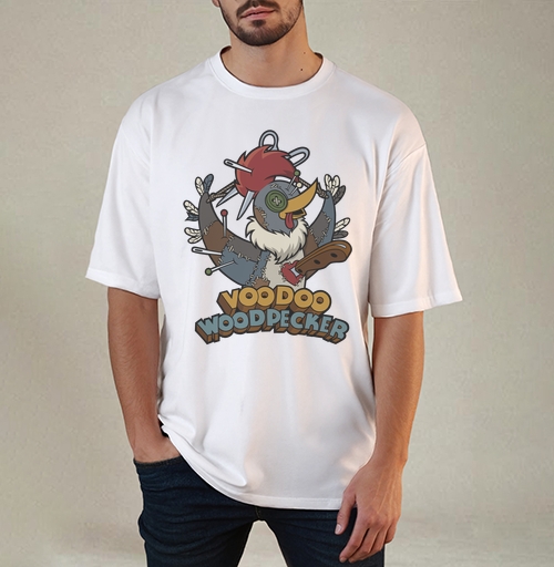 Фотография футболки Voodoo Woodpecker Вуду дятел мультяшная стилизованная иллюстрация