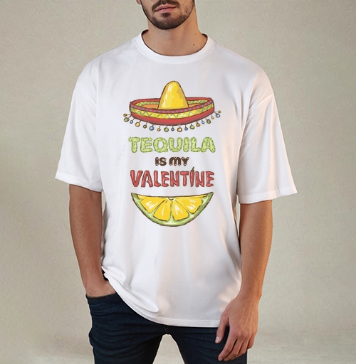 Фотография футболки Открытка «Tequila is my Valentine» с юмором