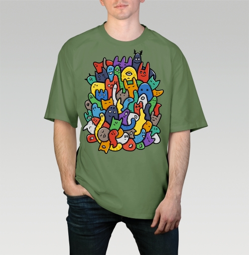 Фотография футболки Весёлое собрание мультяшных монстров doodle art