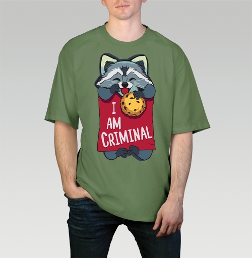 Фотография футболки Милая футболка с енотом и надписью I AM CRIMINAL