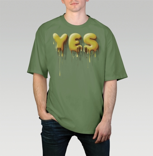 Фотография футболки Объемные желтые капающие буквы да Yes