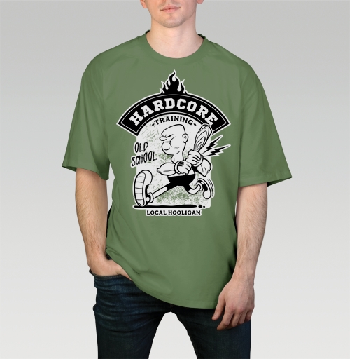 Фотография футболки Хардкор тренинг персонаж с битой в движении local hooligan