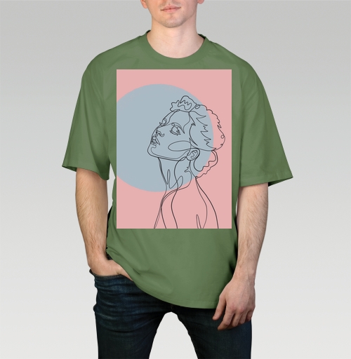 Фотография футболки Женский образ взгляд вверх тонкая линия