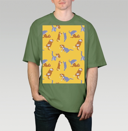 Фотография футболки Playful Pets Cats Pattern – Паттерн игры веселых котиков дизайн