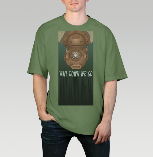 Фотография футболки Погружение вглубь моря с подводным шлемом Way down we go