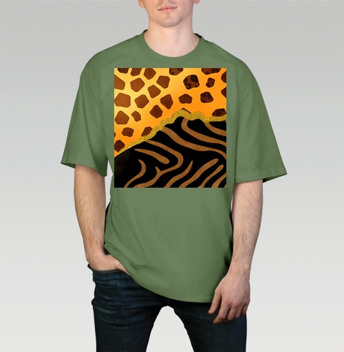 Фотография футболки Golden animal print / Золотой анималистичный паттерн зебры и жирафа