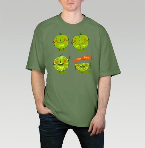 Фотография футболки Лайм в разных видах нарезки Lime in Different Cuts