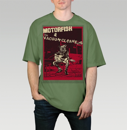Фотография футболки Motorfish Моторная рыба собака с гитарой дерзкий панк рок бульдог