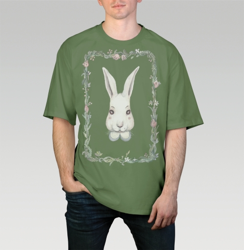 Фотография футболки Очаровательный заяц с цветочной рамкой