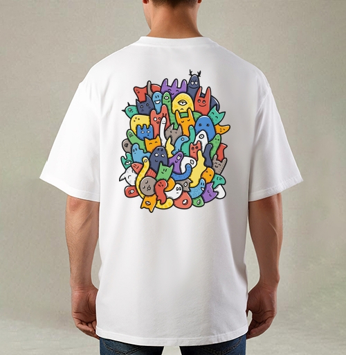 Фотография футболки Весёлое собрание мультяшных монстров doodle art