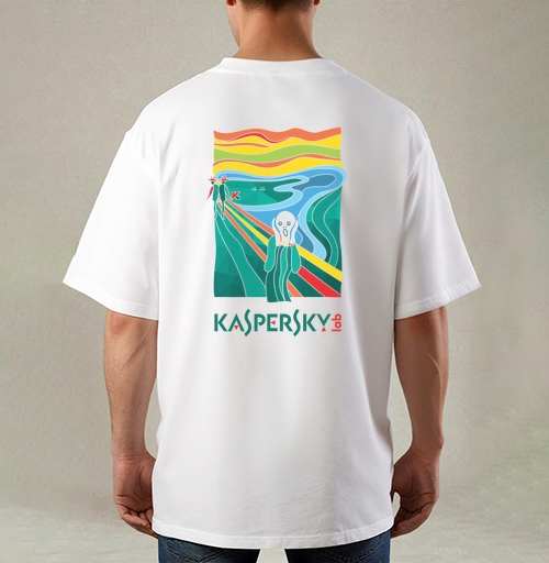 Фотография футболки Современная Интерпретация «Крика» с Логотипом Kaspersky