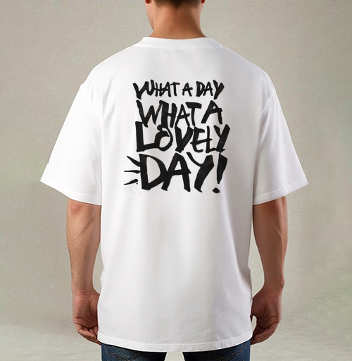 Фотография футболки Энергичный постер с фразой 'WHAT A LOVELY DAY!'