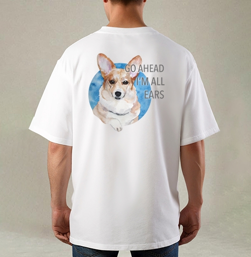 Фотография футболки Акварельный корги «Go Ahead I'm All Ears»