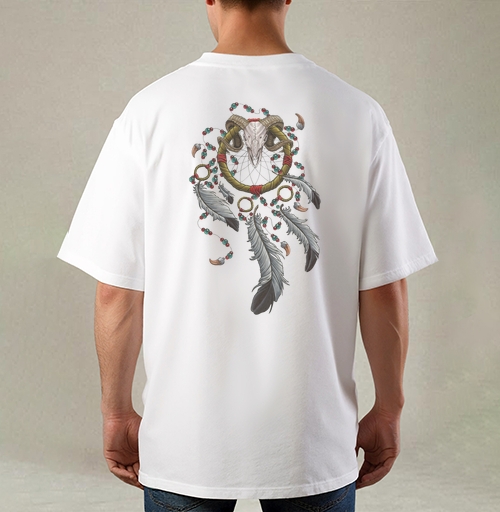 Фотография футболки Магический ловец снов с черепом барана Dreamcatcher Skull Amulet