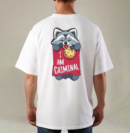 Фотография футболки Милая футболка с енотом и надписью I AM CRIMINAL
