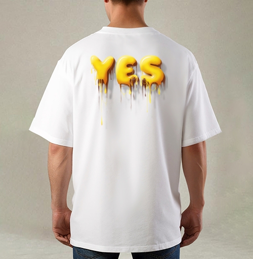 Фотография футболки Объемные желтые капающие буквы да Yes