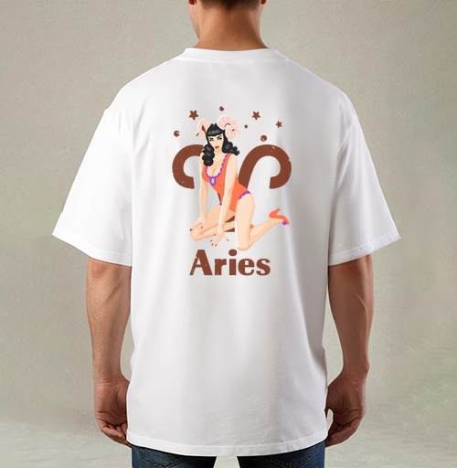 Фотография футболки Пинап девушка Овен в ретро стиле Aries