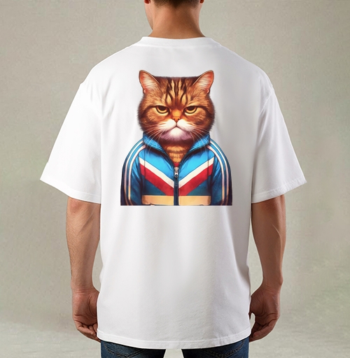 Фотография футболки Хмурый кот в спортивном костюме