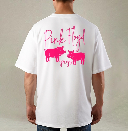 Фотография футболки Два Розовых Поросят Играющий Слова Pink Floyd pigs