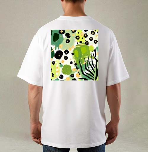 Фотография футболки Яркие зеленые джунгли золотая абстракция Abstract tropical jungle