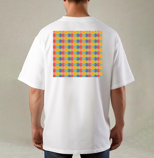 Фотография футболки Бесконечная яркая мозаика из элементов Puzzle Pattern Узор пазлов
