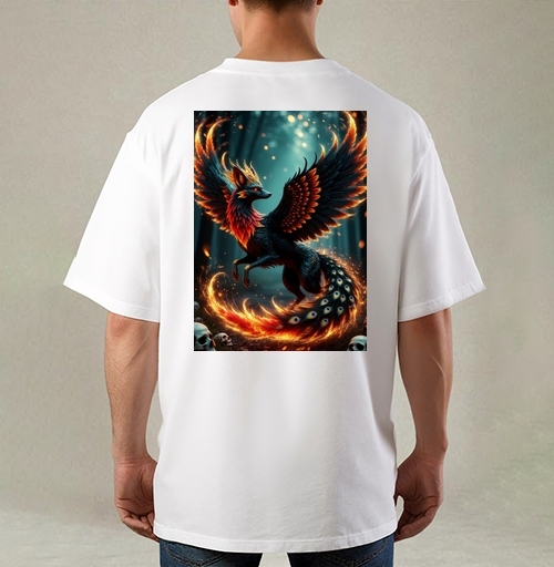 Фотография футболки Fire Fox Phoenix Hybrid – Огненная лиса феникс в лесу мистический дух природы
