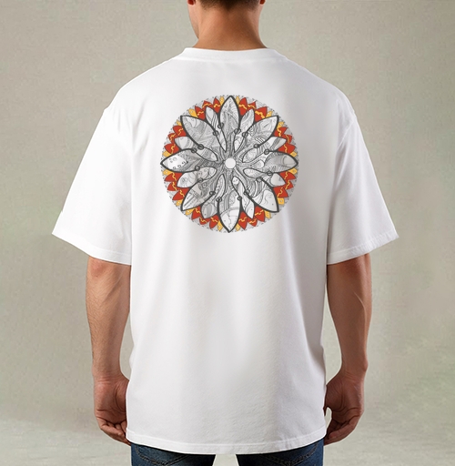 Фотография футболки Mandala/Мандала симметричный зентангл узор для созерцания медитативного черно белого