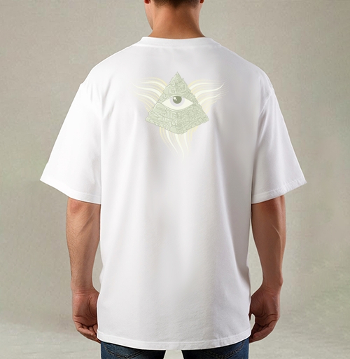 Фотография футболки All Seeing Eye / Всевидящее око парящая пирамида в узорной фактуре с тихим взором