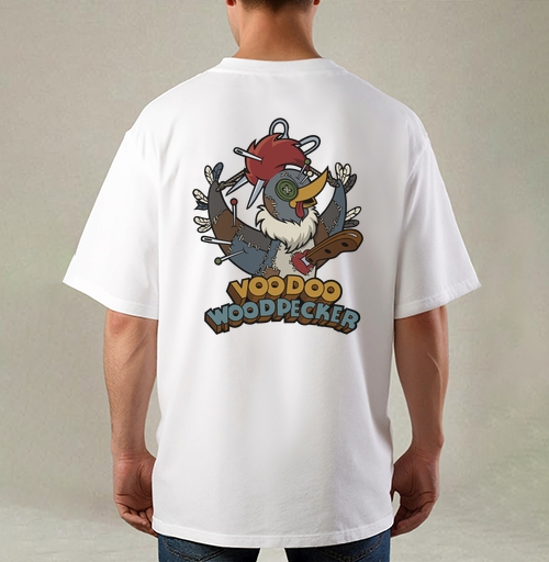 Фотография футболки Voodoo Woodpecker Вуду дятел мультяшная стилизованная иллюстрация