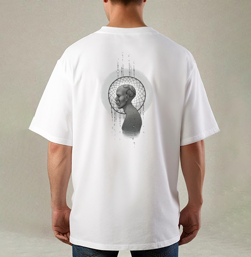 Фотография футболки Мистический профиль с ловцом снов — графика и глубина