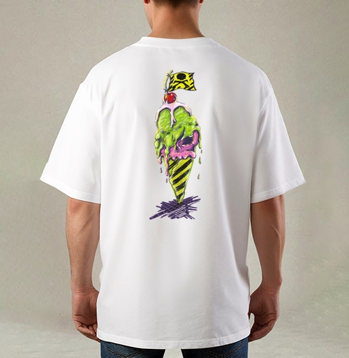 Фотография футболки Яркий тающий комикс-мороженое с флагом