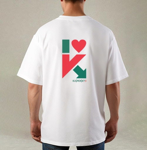 Фотография футболки Стильный логотип I love Kaspersky с сердцем и стрелкой