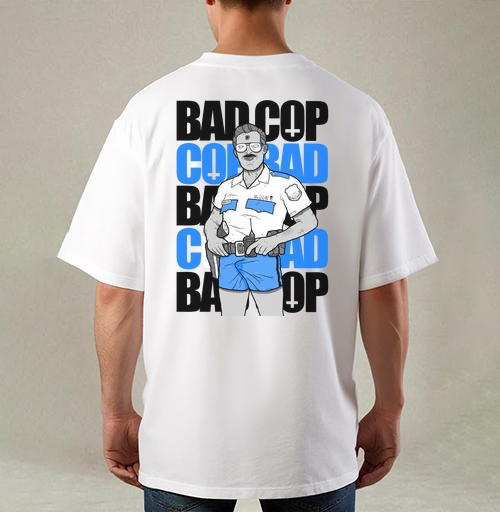 Фотография футболки Ироничный принт Bad Cop McLOVIN в стиле комикс-арт