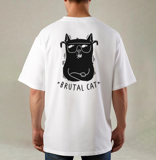 Фотография футболки Футболка с принтом «Brutal Cat» в стиле минимализм
