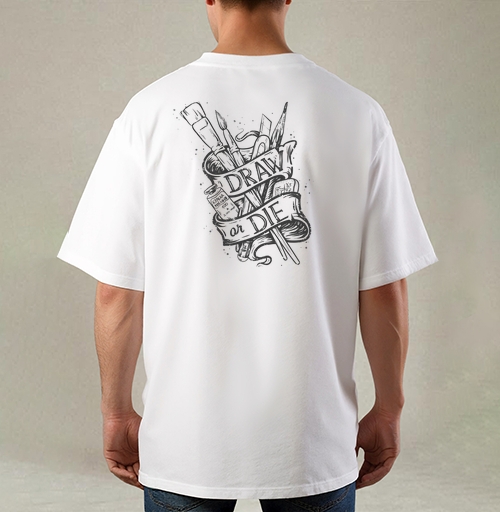 Фотография футболки Винтажный арт-плакат «DRAW or DIE»