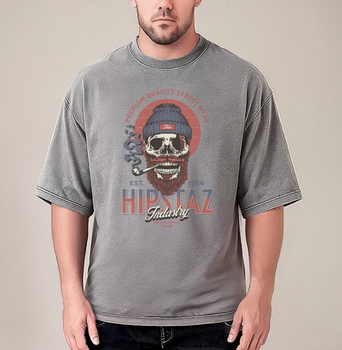 Фотография футболки Череп хипстер с трубкой и бородой для одежды street wear