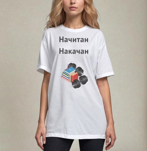 Фотография футболки Начитан. Накачан.