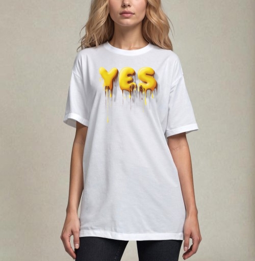 Фотография футболки Объемные желтые капающие буквы да Yes