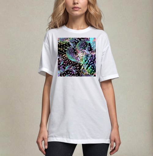 Фотография футболки Неоновый танец тропиков запах блеск voile shimmer print trend 2021