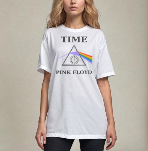 Фотография футболки Преобразование света через время с часами Pink Floyd