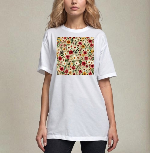 Фотография футболки Vintage Wildflower Meadow Garden Pattern / Винтажный луг садовый полевые цветы